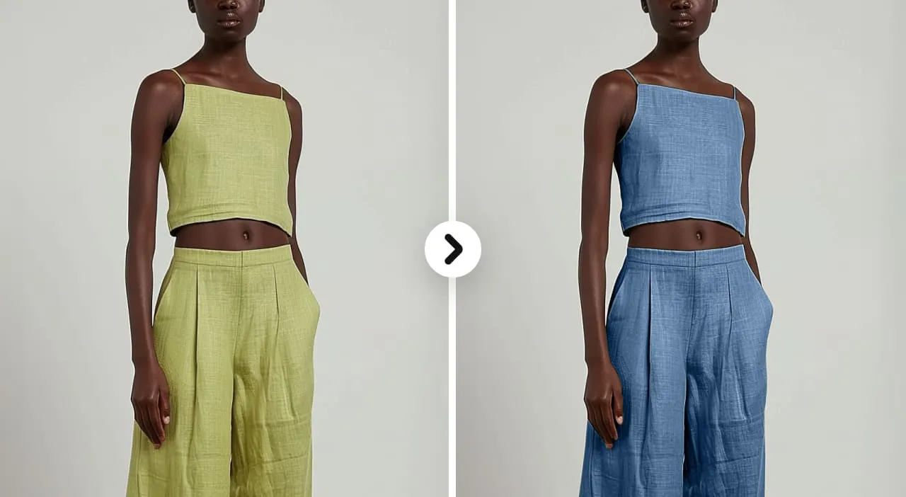 Effortlessly recolor your clothing items online with AI. Quickly segment and recolor apparel for a vibrant, customizable e-commerce catalog.
